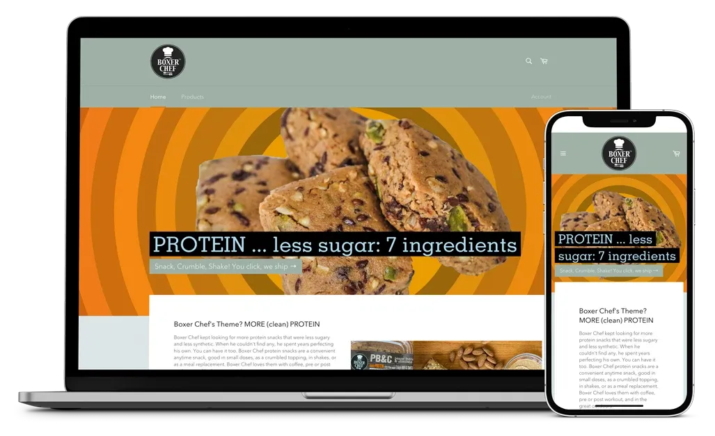 The Boxer Chef website on a laptop and phone