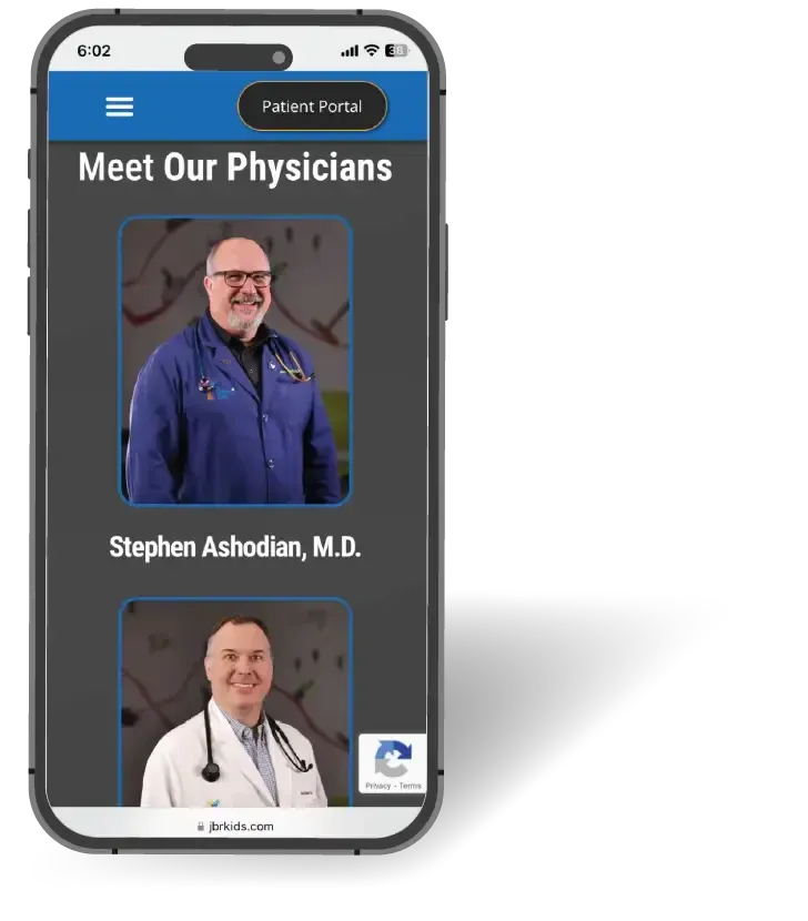 A patient information page on a phone