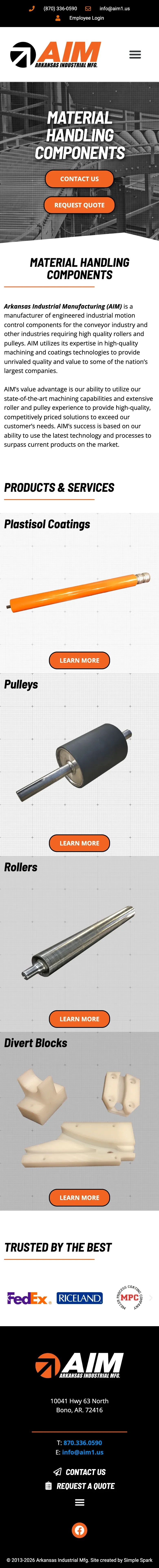 The AIM material handling page on a phone