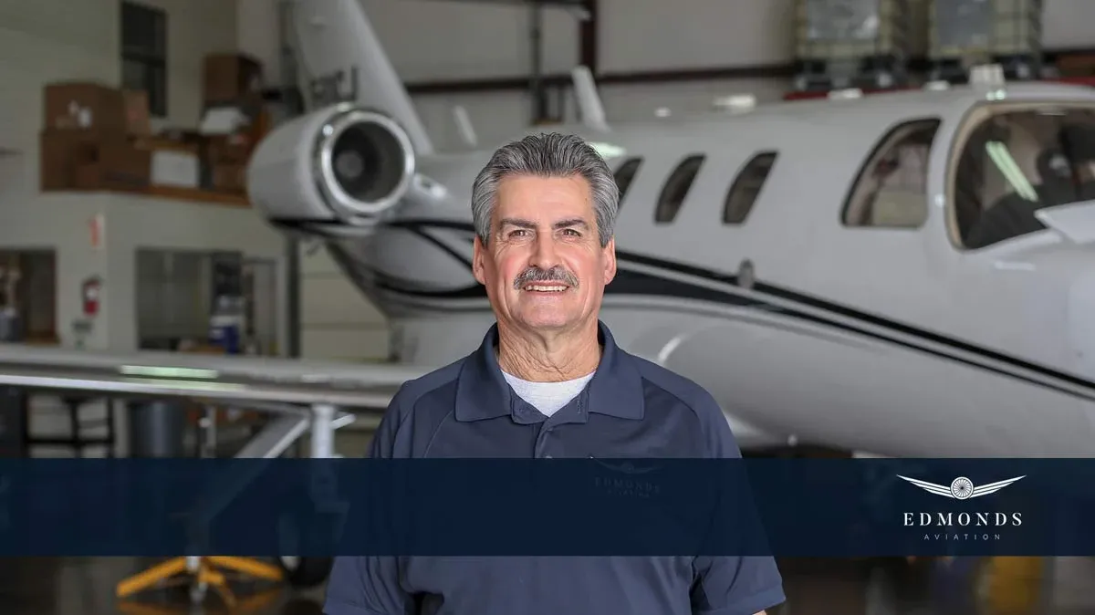 A member of the Edmonds Aviation team at work