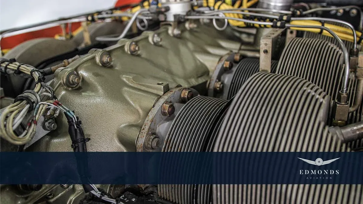 Close work on an engine at the Edmonds Aviation shop