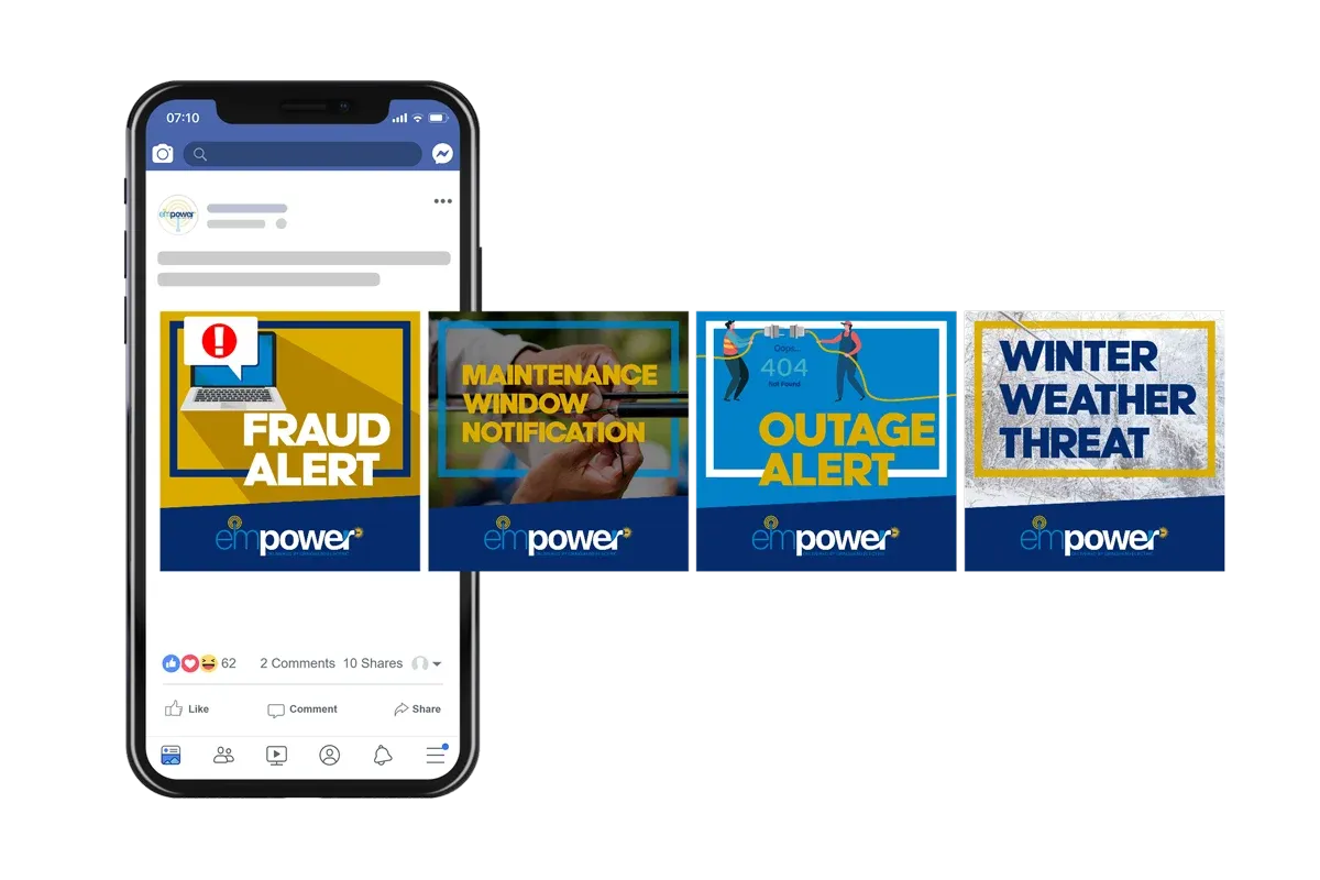 Empower alert and notification templates shown on a phone
