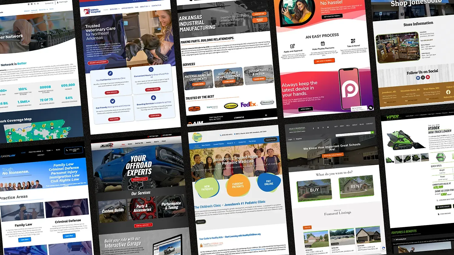 A selection of websites and digital platforms built by Simple Spark